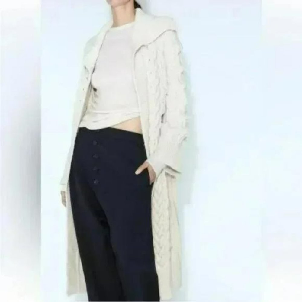 ZARA CABLE KNIT TEXTURED COAT